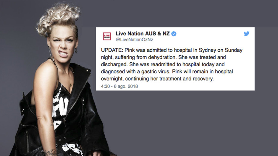 Pink es hospitalizada por virus en Sydney 