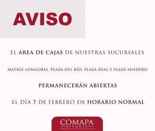 Cajas de COMAPA Reynosa estarán abiertas el 07 de febrero