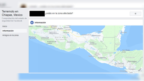 "Safety Check" se activa por sismo en Chiapas