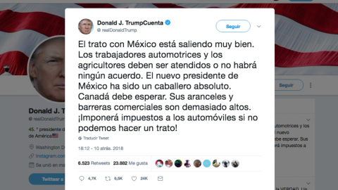 Negociaciones con México van bien, AMLO ha sido un caballero: Trump