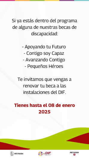 Llama DIF Reynosa a renovar Becas