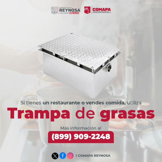 Exhorta COMAPA a negocios de alimentos utilizar trampas de grasas