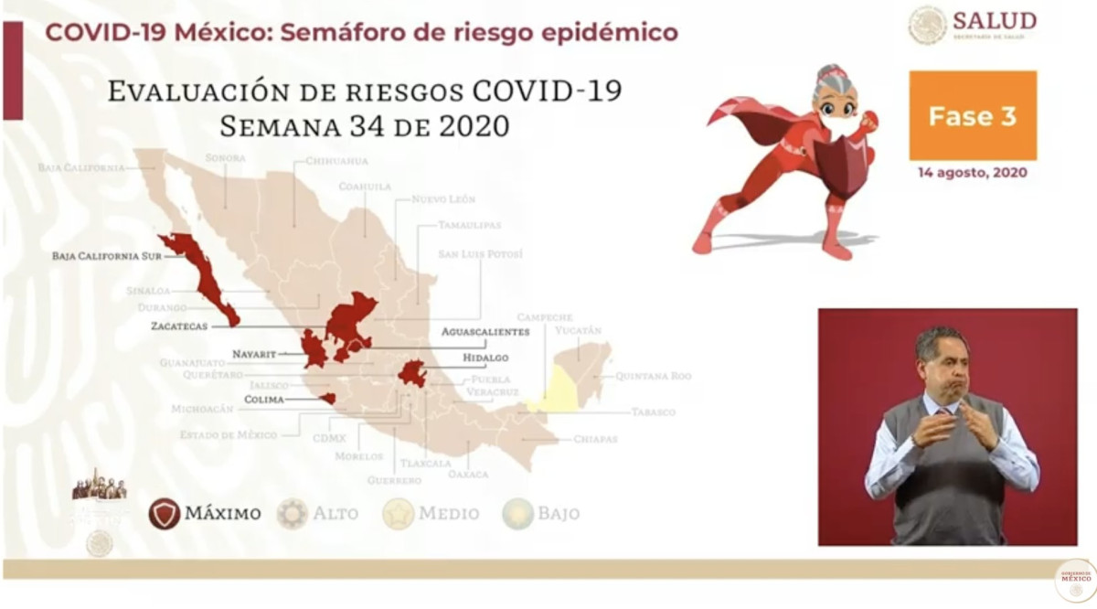 Se mantienen seis estados en semáforo rojo epidémico 