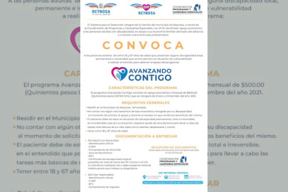 DIF Reynosa invita a registrarse al programa “Avanzando Contigo”