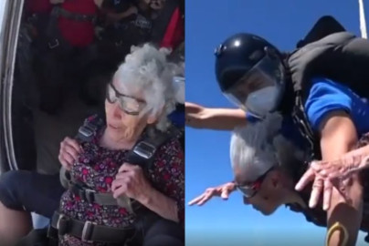 Abuelita mexicana cumple su sueño y salta de un paracaídas 