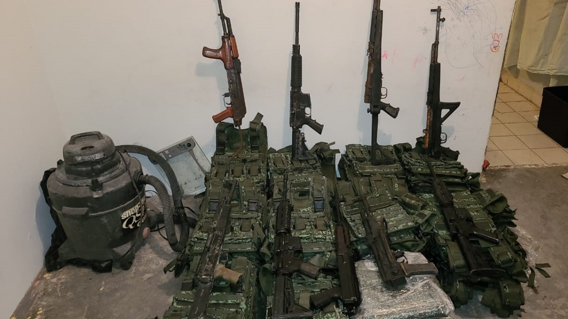 SSP logró aseguramiento de armas largas, cargadores y drogas