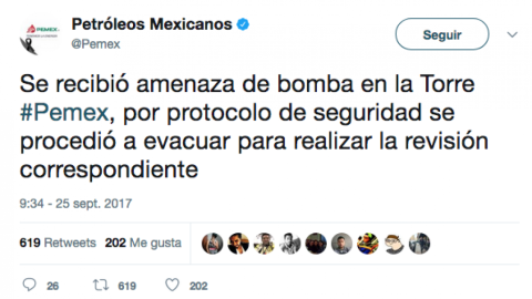 Evacúa Petróleos Mexicanos su torre en CDMX por amenaza de bomba