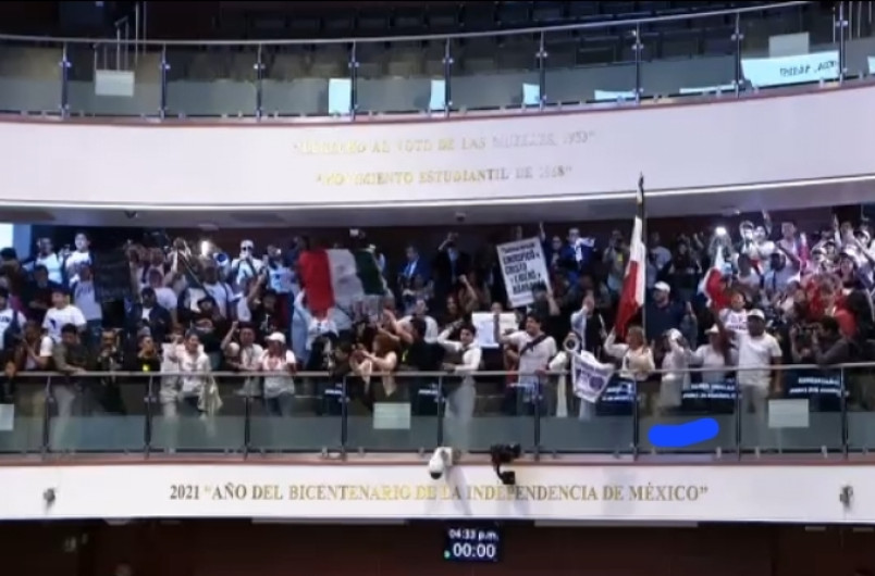 Manifestantes toman el Pleno del Senado, declaran receso indefinido