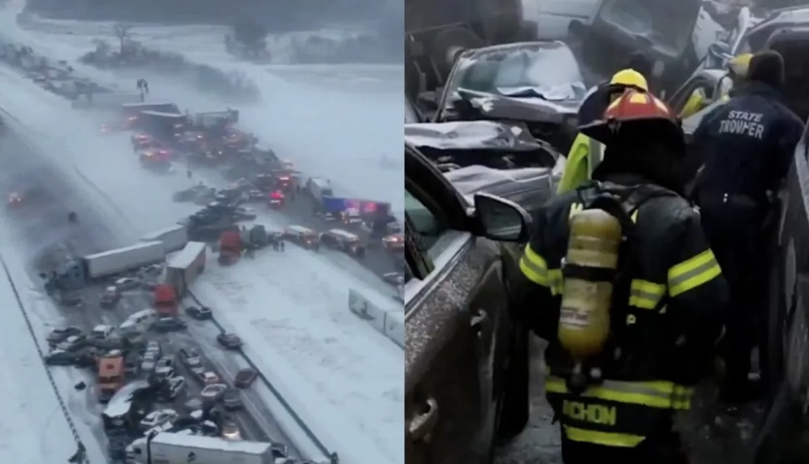 Choque de 45 vehículos y cierres viales: la nieve paraliza el centro-norte de EU