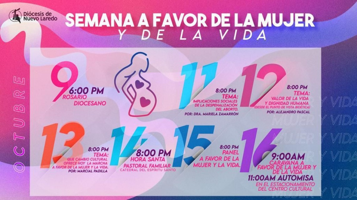 Diócesis de Nuevo Laredo realizará la “Semana por la Vida”