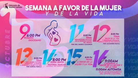 Diócesis de Nuevo Laredo realizará la “Semana por la Vida”
