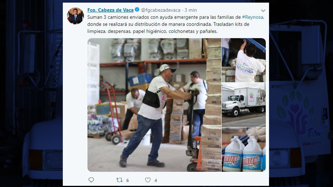 DIF Tamaulipas envía ayuda a familias afectadas en Reynosa