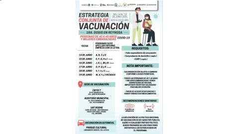 Aplican anti COVID-19 a personas de 40-49, mayores y embarazadas 