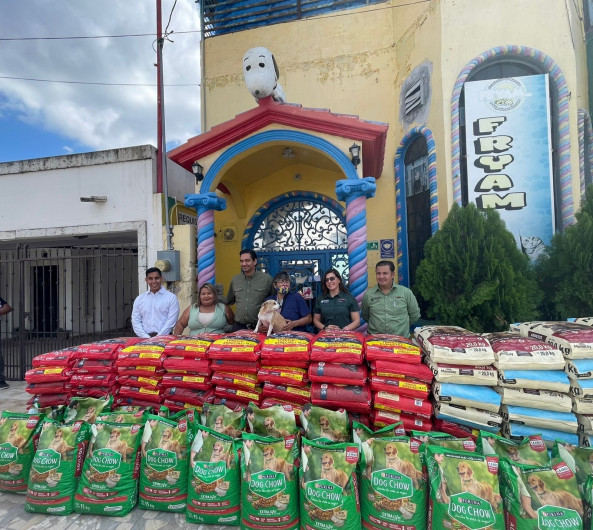 Dona alcalde alimento para perros y gatos rescatados por FRYAM