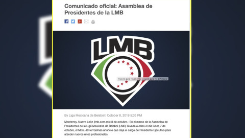 Javier Salinas renuncia a la presidencia de la LMB