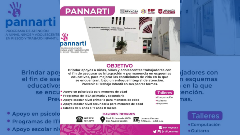 Ofrece DIF Reynosa apoyo con PANNARTI
