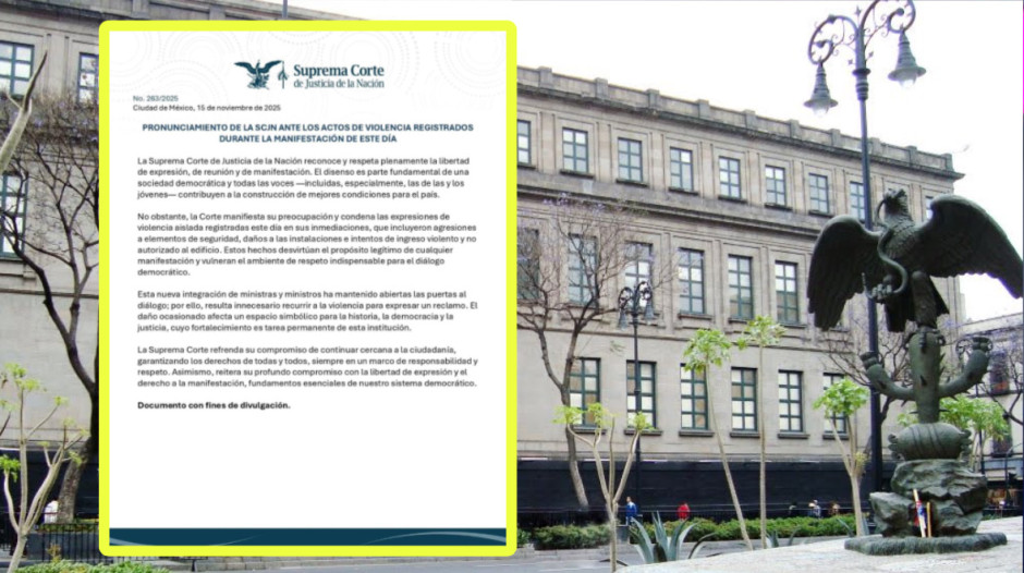 SCJN condena los hechos violentos en la marcha de la ‘Generación Z’ en la CDMX