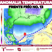Frente Frío No. 13: Descenso térmico y vientos fuertes en Tamaulipas