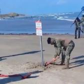 Marina y SRE investigan origen de  letreros en Playa Bagdad