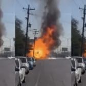 Explosión de pipa con tanques de gas LP provoca fuerte movilización en Mexicali