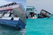 Captan momento en el que un ferry en las Bahamas se hunde con turistas