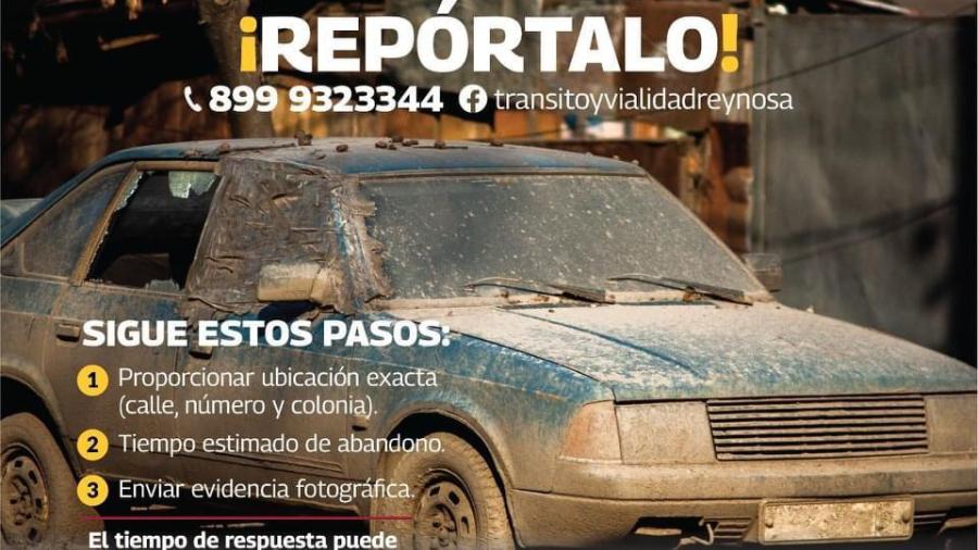 Exhorta Gobierno de Reynosa retiro de autos abandonados