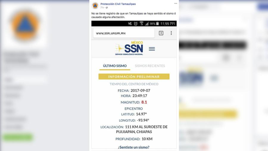Sismo registrado no causo daños en el estado: PC Tamaulipas