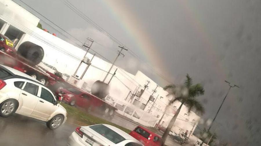 Sale doble arco iris tras lluvia en Tampico