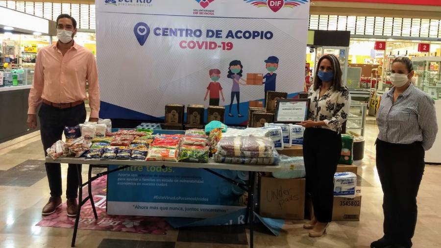 Voluntariado DIF Reynosa agradece al centro comercial Plaza del Río por la donación de alimentos no perecederos
