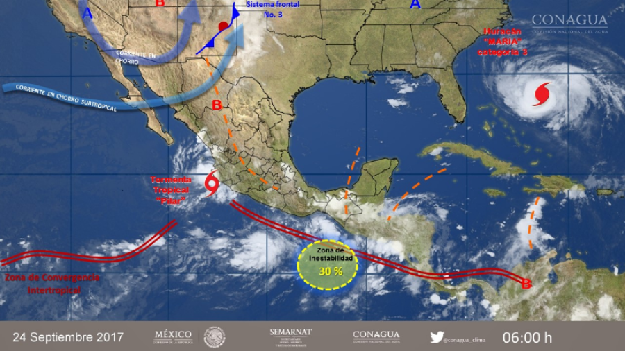 "Pilar" provocar&aacute; tormentas puntuales torrenciales en Jalisco y Nayarit