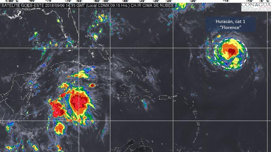 "Florence" aumenta a huracán categoría 1