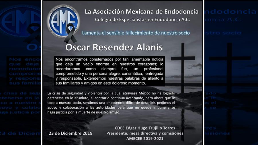 AME lamenta fallecimiento de Oscar Resendez