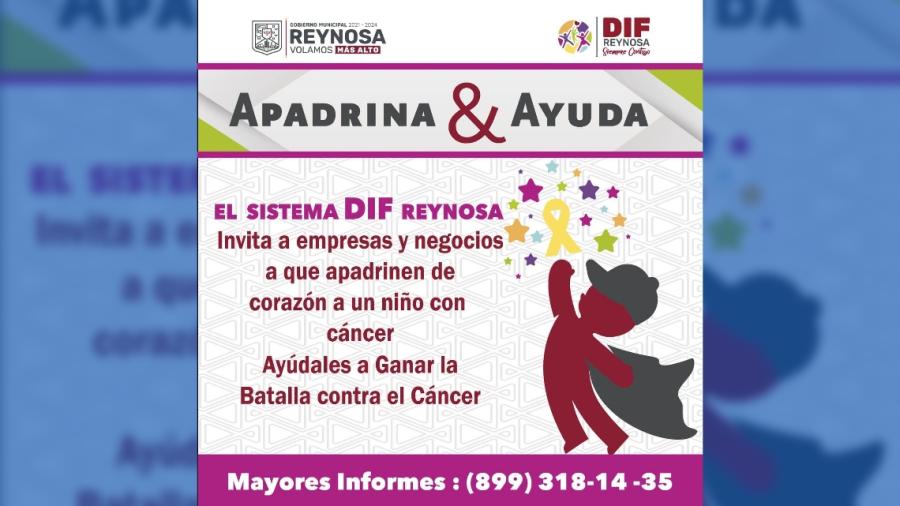 Invita DIF Reynosa a apadrinar a niños con cáncer 