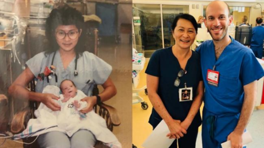 Joven residente descubre que trabaja con enfermera que lo cuidó de bebé
