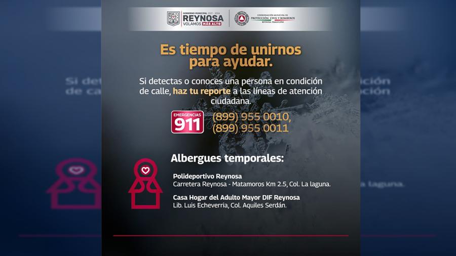 Busca Gobierno de Reynosa proteger a personas vulnerables