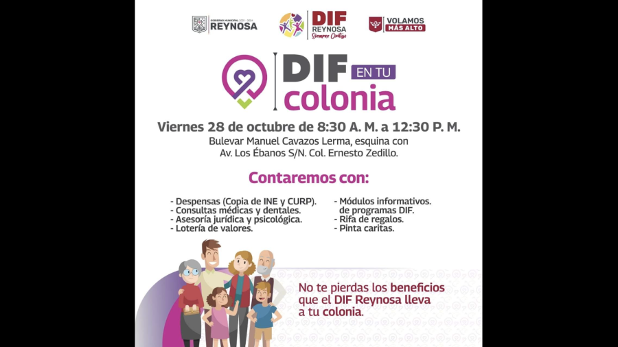 Este viernes DIF Reynosa en Tu Colonia