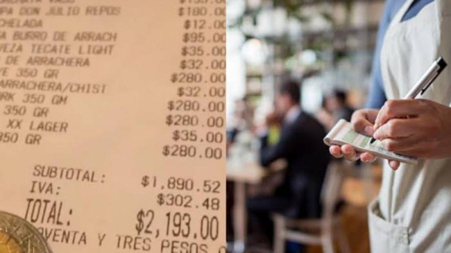 Critican propina de siete pesos; cliente consumió más de 2 mil