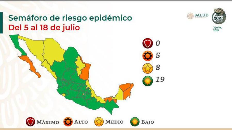 Tamaulipas y cuatro estados más se pintan de naranja