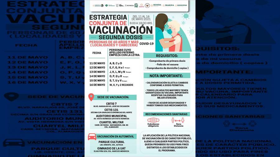 Anuncia Municipio martes de vacunación para adultos mayores en Reynosa 