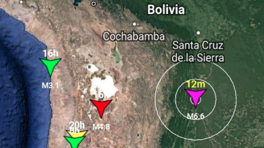 Sacude sismo de 6.6 al sureste de Bolivia