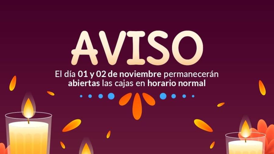 Atender&aacute; COMAPA en todas sus sucursales 1 y 2 de noviembre 