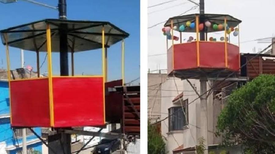 Construyen salón de fiestas en poste de luz de Nezahualcóyotl