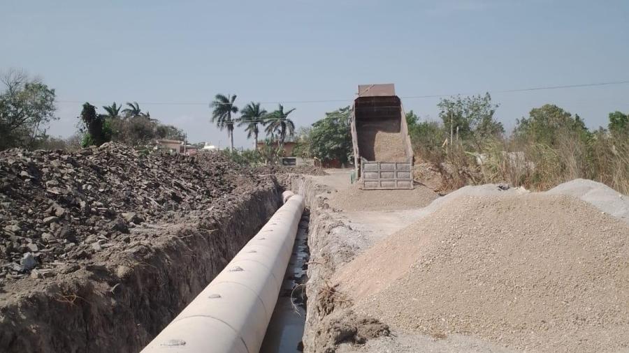 En El Mante, Secretaría de Obras Públicas rehabilita y construye colector pluvial