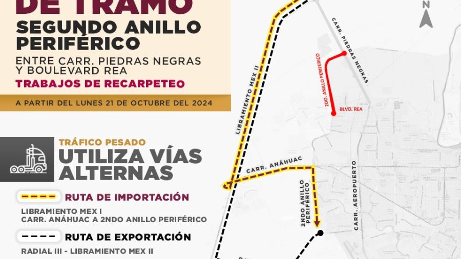 Cerrarán tramo del segundo anillo periférico por trabajos de recarpeteo; acceso a puente 3 será por Mex 2