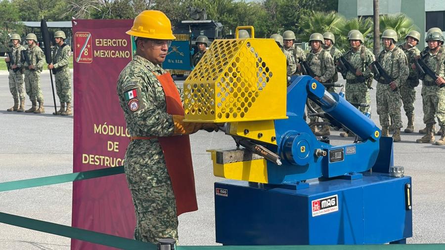 Destruyen armamento decomisado en Reynosa