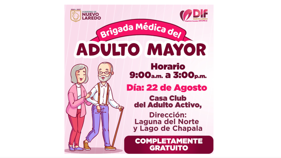 Mañana, brigada especial del DIF Nuevo Laredo para adultos mayores
