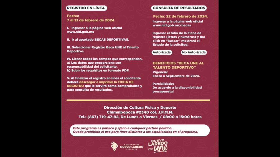 Invita a Gobierno Municipal a registrarse para beca al talento deportivo 2024