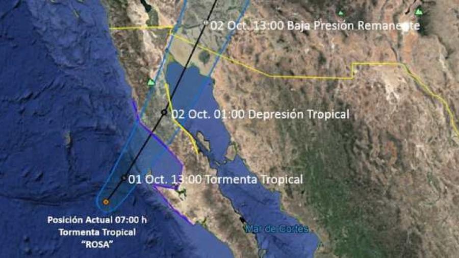 Emiten alerta naranja por tormenta tropical Rosa en Sonora