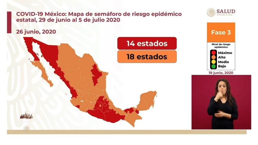 Tamaulipas y 17 estados se mantienen en semáforo naranja 