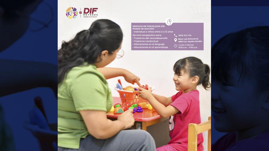 Brinda DIF Reynosa servicios de psicología para menores de edad